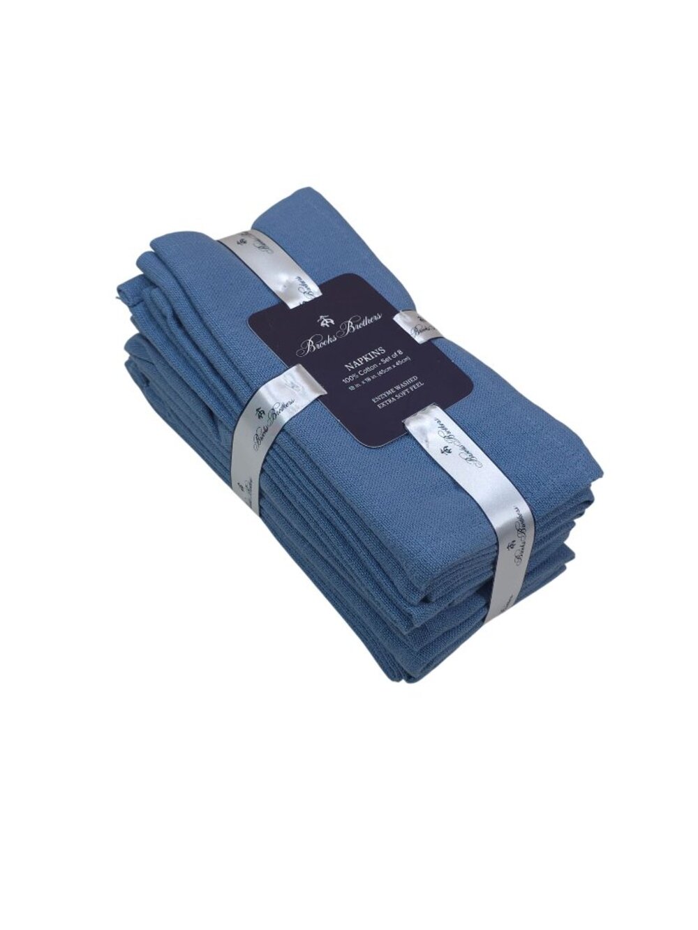 Brooks Brothers Set of 8 Napkins 18"x18" Blue Enzyme Washed 100% Cotton